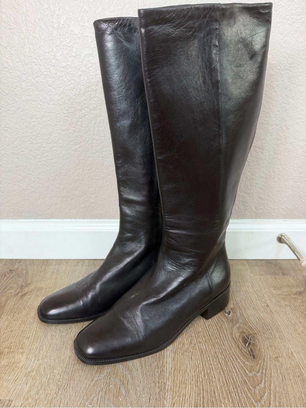 Nordstrom Black Genuine Leather Made In Italy Knee High Tall Riding Boots 9